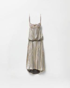 Versace Embroidered Crêpe De Chine Midi Dress - White