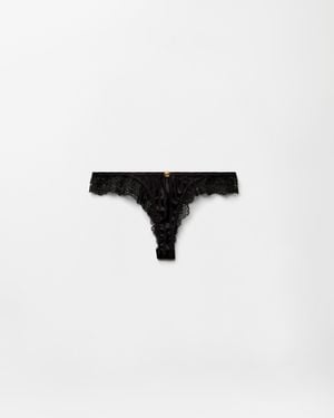Versace Lace-Trim Jacquard Silk Slip - Black