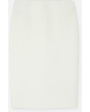 Versace Falda De Tubo De Crepé De Doble Lana - Blanco