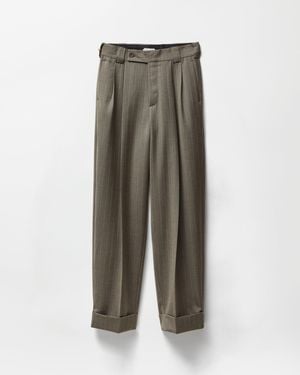 Versace Pinstripe Wool Twill Oversized Pants - Green
