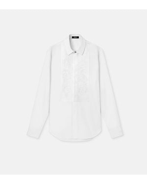 Versace Embroidered Cotton-Poplin Evening Shirt - White