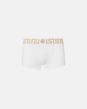 Versace Boxer Adhérent À Bordure Greca - White