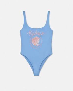 Versace Cameo One-Piece Swimsuit - Blue