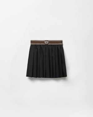 Versace Minifalda Plisada De Lana Y Mohair - Negro