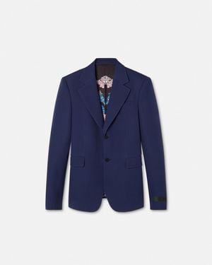 Versace Blazer De Lana De Botonadura Sencilla - Azul