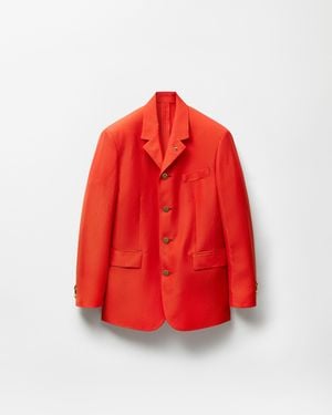 Versace Wool-Linen Blazer - Red
