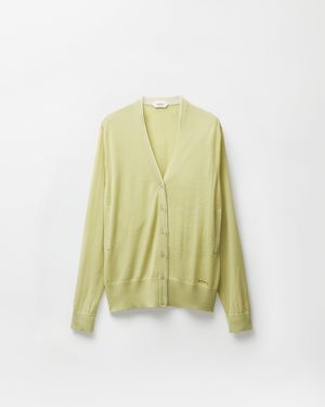 Versace Embroidered Wool Knit Cardigan - Green