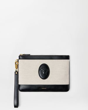 Versace Rivière Canvas Pouch - Natural
