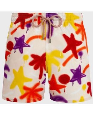 Vilebrequin Stretch Short Swim Shorts Spray Paint - Pink