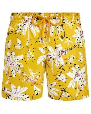 Vilebrequin Pantaloncini Mare Uomo Hawai Splash - Giallo