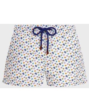 Vilebrequin Swim Shorts Micro Ronde Des Tortues - White