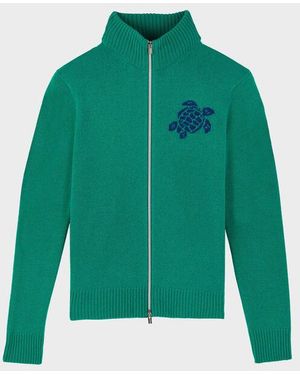 Vilebrequin Wool And Cashmere Full Zip Jumper Turtle - Green