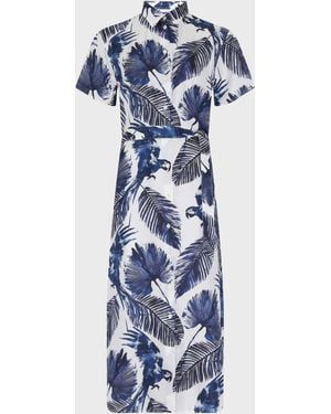 Vilebrequin Silk Long Shirt Dress Papagaio - Blue