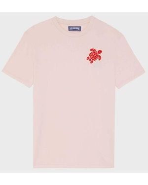 Vilebrequin Organic Cotton T-Shirt Embroidered Turtle - Pink