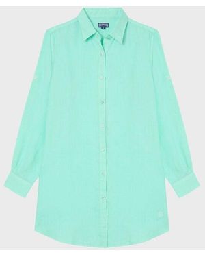 Vilebrequin Linen Shirt Dress Solid - Green