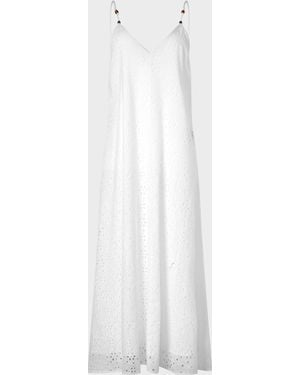 Vilebrequin Floral Broderie Anglaise V-back Maxi Dress - Cover-up - Lizze - White - Size Xs