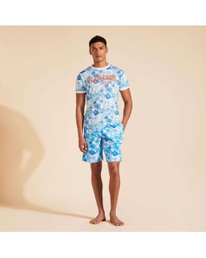 Vilebrequin Cotton T-shirt Tahiti Flowers - Blue
