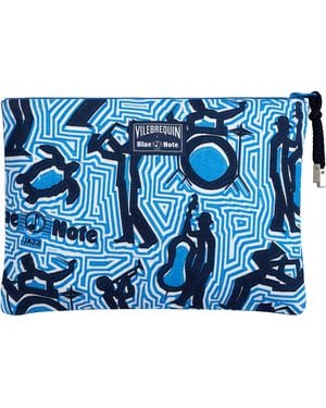 Vilebrequin Zipped Linen Beach Pouch- X Blue Note