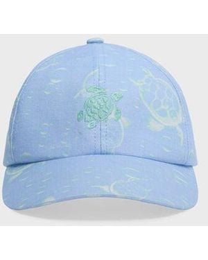 Vilebrequin Linen Cap Bubbles Turtles 3D - Blue