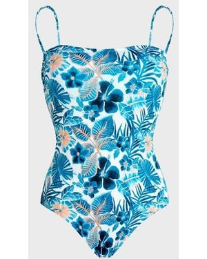 Vilebrequin Bustier One-Piece Swimsuit Island Flowers - Blue