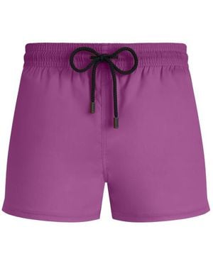 Vilebrequin Costume Da Bagno Corto Uomo Stretch E Aderente A Tinta Unita - Viola