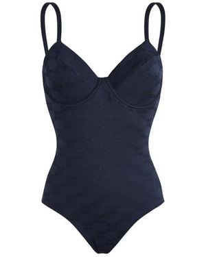 Vilebrequin Maillot De Bain Une Pièce À Armatures Femme Turtle Monogram - Bleu
