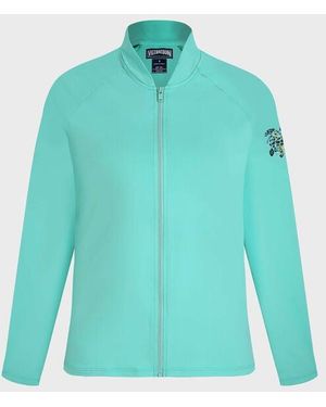 Vilebrequin Top Rash Guard Donna A Maniche Lunghe Con Zip Tinta Unita - Blu
