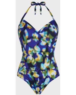 Vilebrequin Costume Intero Donna All'Americana Frangipanier Trouble - Blu