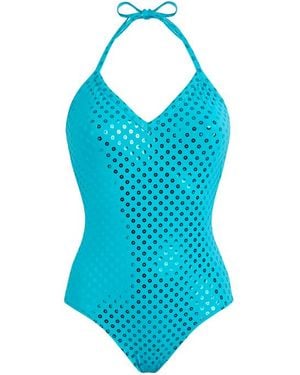 Vilebrequin Halter One-Piece Swimsuit Relief Sparkling - Blue