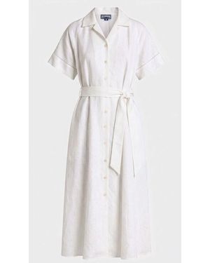 Vilebrequin Long Linen Shirt Dress Solid - White