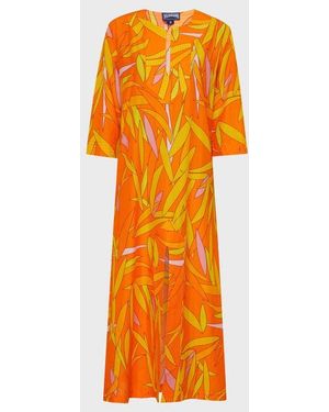 Vilebrequin Long Cotton And Silk Kaftan Madrague - Orange