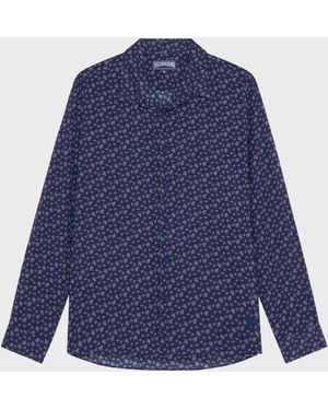 Vilebrequin Cotton Voile Shirt Micro Ronde Des Tortues - Shirt - Caracal - Purple - Size S - Blue