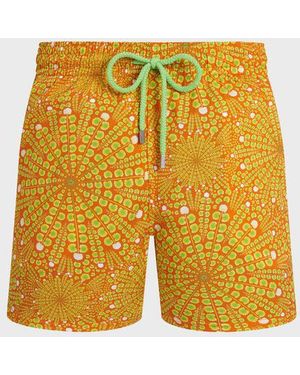 Vilebrequin Stretch Short Swim Shorts Mosaic Urchin - Yellow