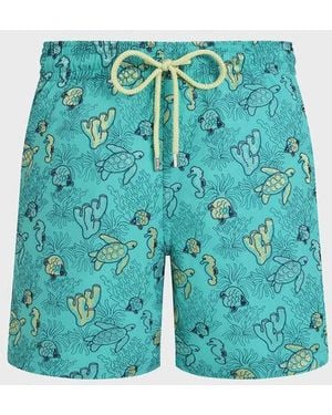 Vilebrequin Embroidered Swim Shorts Aquatic Life - Blue