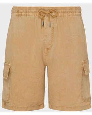 Vilebrequin Linen Bermuda Shorts Cargo Pockets Natural Dye