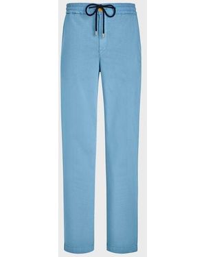 Vilebrequin Cotton And Elastic Waist Trousers Solid - Blue