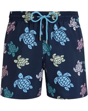 Vilebrequin Ultraleichte Und Verstaubare Tortues Multicolores Badeshorts Für Herren - Blau