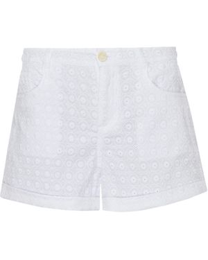Vilebrequin Cotton Bermuda Shorts Broderie Anglaise - White