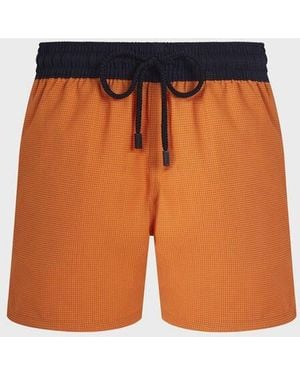 Vilebrequin Ultrafine Wool Swim Shorts Micro Carreaux Tailoring - Orange