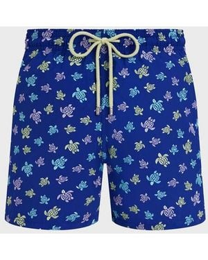 Vilebrequin Swim Shorts Embroidered Ronde Des Tortues - Limited Edition - Mdb - Mistral - Blue - Size Xxl