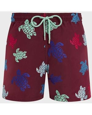 Vilebrequin Embroidered Swim Trunks Ronde Des Tortues - Limited Edition - Swimwear - Mistral - Red - Size L