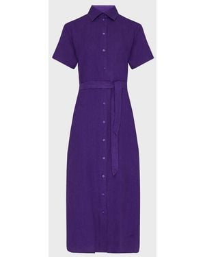 Vilebrequin Linen Shirt Dress Solid - Purple