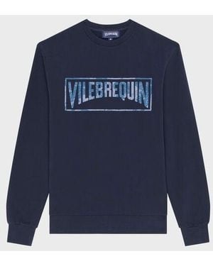 Vilebrequin Sweat Col Rond En Coton Organique Homme Logo Floqué - Bleu