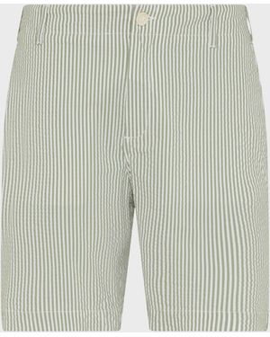 Vilebrequin Stretch Cotton Bermuda Shorts Seersuckers Stripes - Green