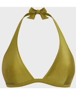 Vilebrequin Halter Bikini Stretch Shiny Top Solid - Swimwear - Fleche - Green - Size M