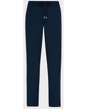 Vilebrequin Elastic Waist Cotton Trousers Solid - Blue