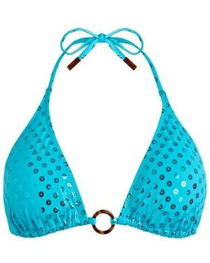 Vilebrequin Triangle Bikini Top Relief Sparkling - Blue