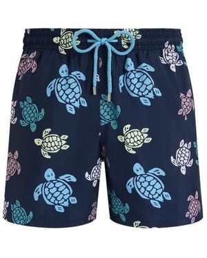 Vilebrequin Ultra-Light And Packable Swim Shorts Tortues Multicolores - Blue