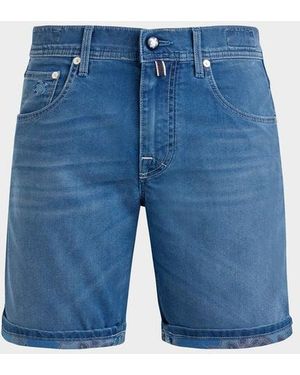 Vilebrequin 5-Pockets Denim Bermuda Shorts Tropical Turtles - Blue