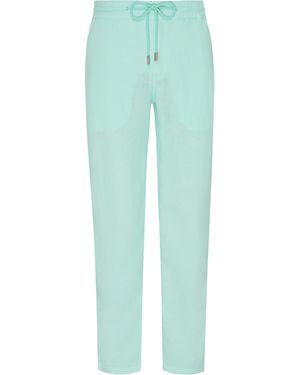 Vilebrequin Solid Gerade Geschnittene Leinenhose Für Herren - Grün